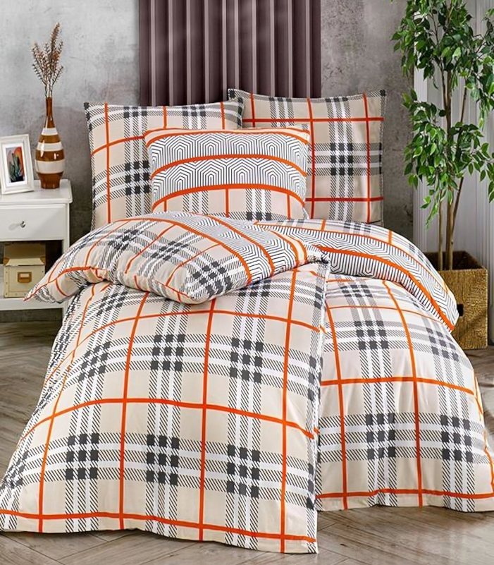 Здравословно спално бельо Ferru 100% памук единично легло с ластик 160x200 3 части