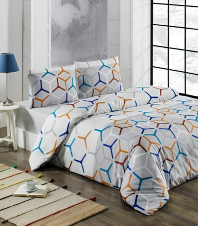 Спално бельо Alya 200x220 см сив геометричен дизайн комплект