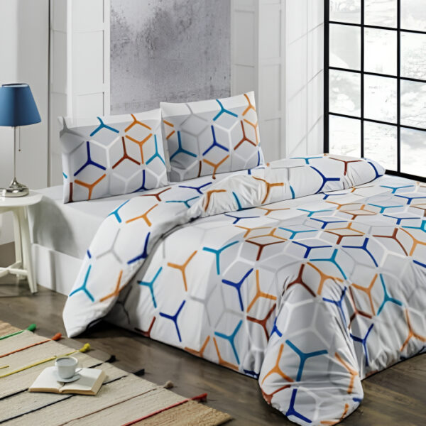 Спално бельо Alya 200x220 см сив геометричен дизайн комплект