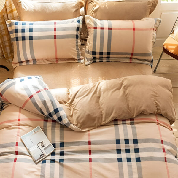 Спално бельо 100% органичен памук бежово 200x220 см ластичен чаршаф