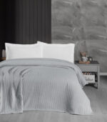 Декоративно покривало за спалня графит 220x240 см с елегантно шевче