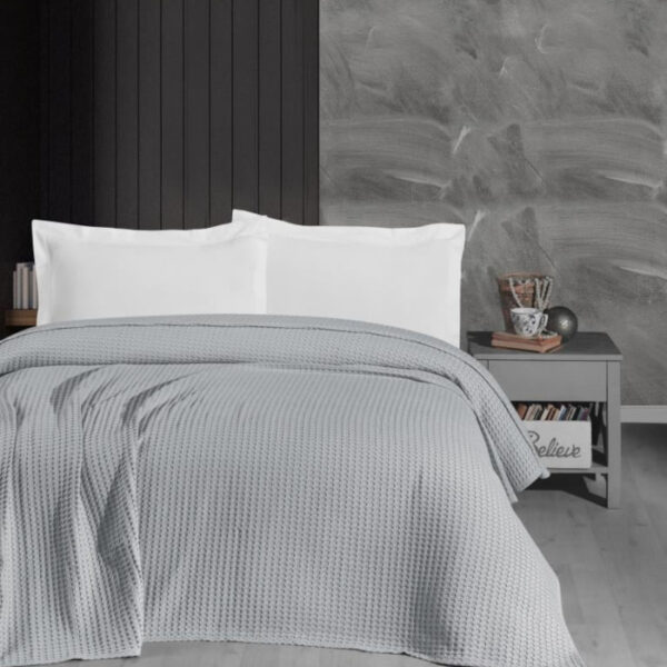 Декоративно покривало за спалня графит 220x240 см с елегантно шевче