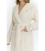 Халат с качулка женски детайл от памучна мека текстура