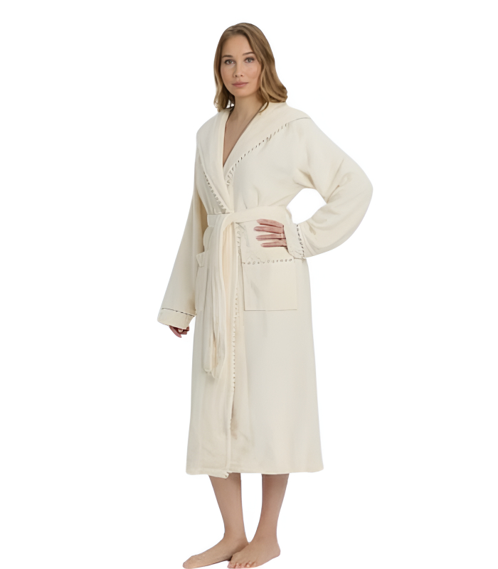 Дамски халат Triga с качулка 100% памук макси дължина мек