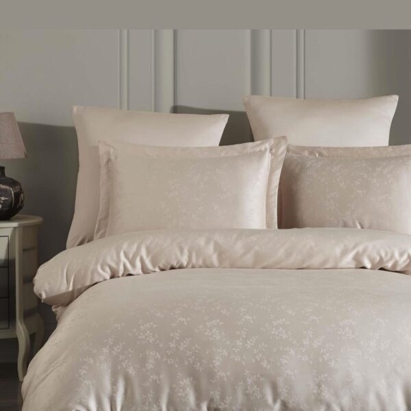 Eva Cappuccino спално бельо лиосел жакард капучино бежов цвят двойно легло 200x220