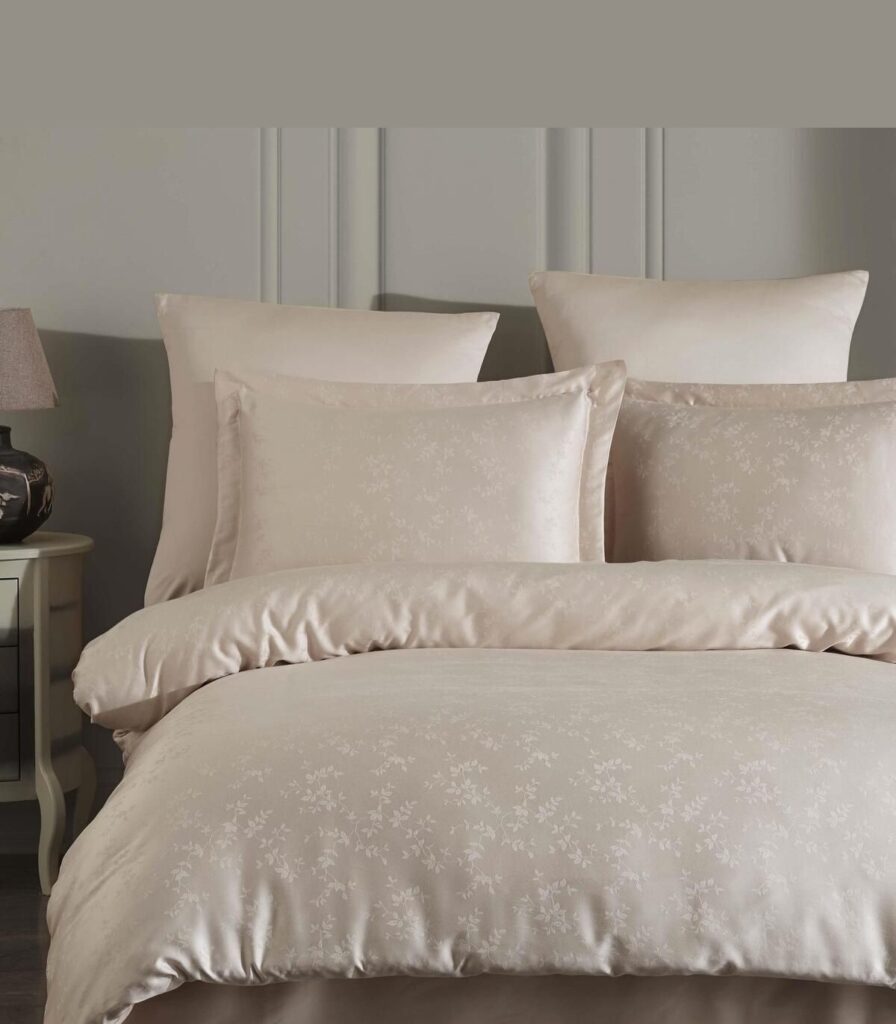 Eva Cappuccino спално бельо лиосел жакард капучино бежов цвят двойно легло 200x220