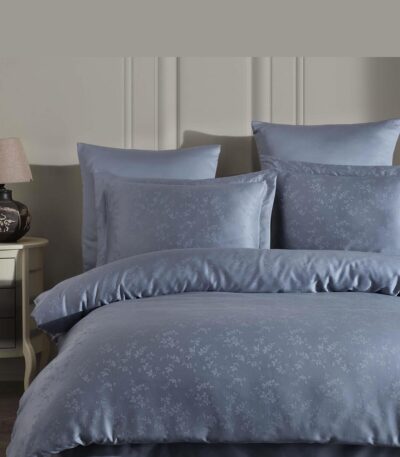 Еva Indigo спално бельо лиосел жакард син цвят двойно легло 200x220