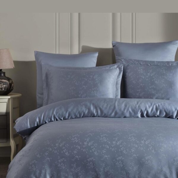 Еva Indigo спално бельо лиосел жакард син цвят двойно легло 200x220