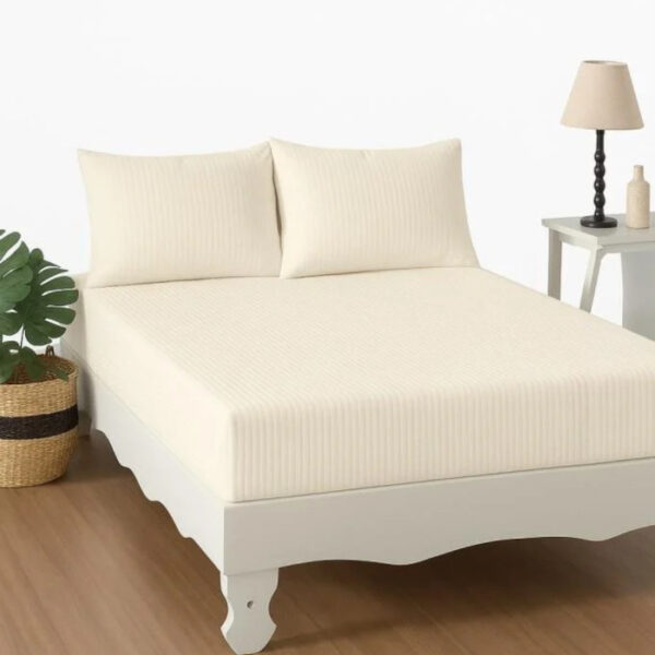 Ластичен чаршаф калъфки 100% памук хотелски стил крем