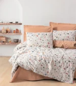 Спално бельо Оникс карамел минималистично ранфорс ластичен чаршаф двойно легло Hrimar Comfort