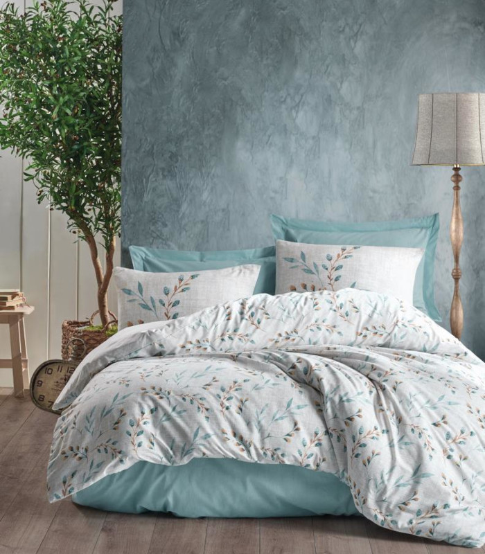 Спално бельо CottonBox Lendell минт с капитонирана завивка двойно легло