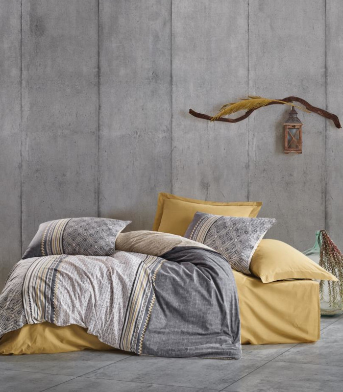 Спално бельо Недра бежово ранфорс 100% памук двойно легло Hrimar Comfort