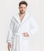 Мъжки Халат Triga с Качулка бял