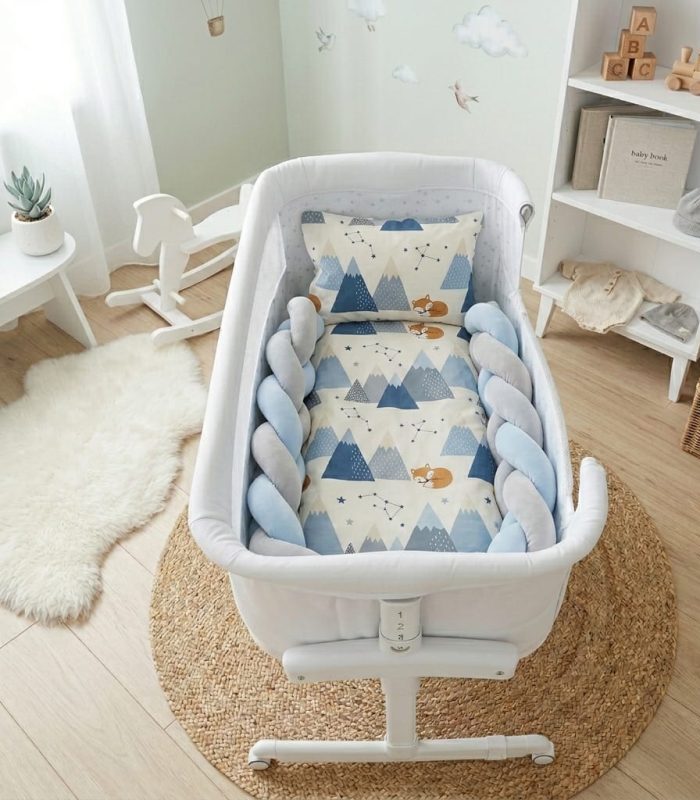 Детско спално бельо в синьо и бяло