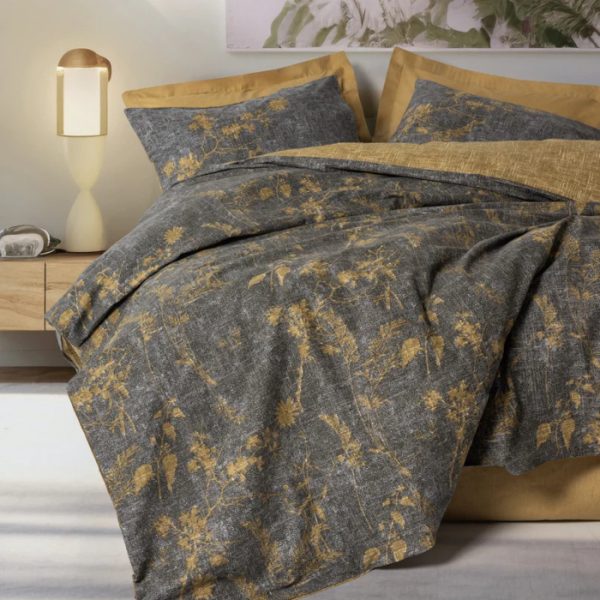 Спално бельо Ядава горчица ранфорс 100% памук двойно легло Hrimar Comfort