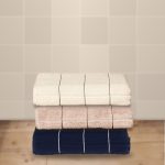 Комплект от 3 хавлиени кърпи Каре 50x90 см в крем, беж и тъмносин